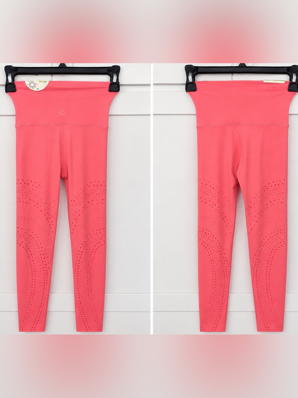 NWT OFFLINE by Aerie High Rise Perforated Leggings Coral Pink XXS